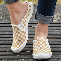 Checkboard Slip On Casual Shoes Lightweight Breathable Sport Running Sho