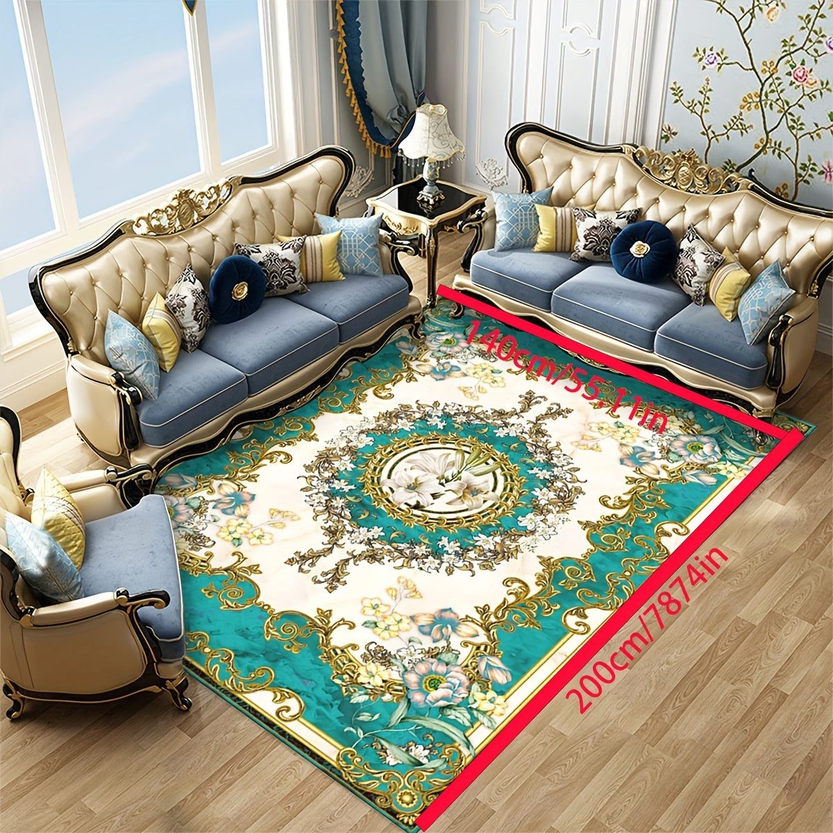 European Crystal Velvet Floor Mat Non Slip Carpet for Living Room