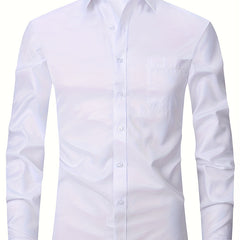 Men's Formal Long Sleeve Shirt with Chest Pocket
