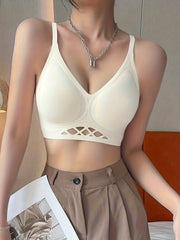 Wireless Push Up Bra Hollow Out Comfy & Breathable Women's Lingerie