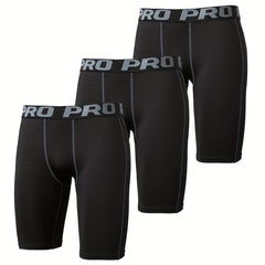 3pcs Men's Quick Drying Compression Fitness Shorts