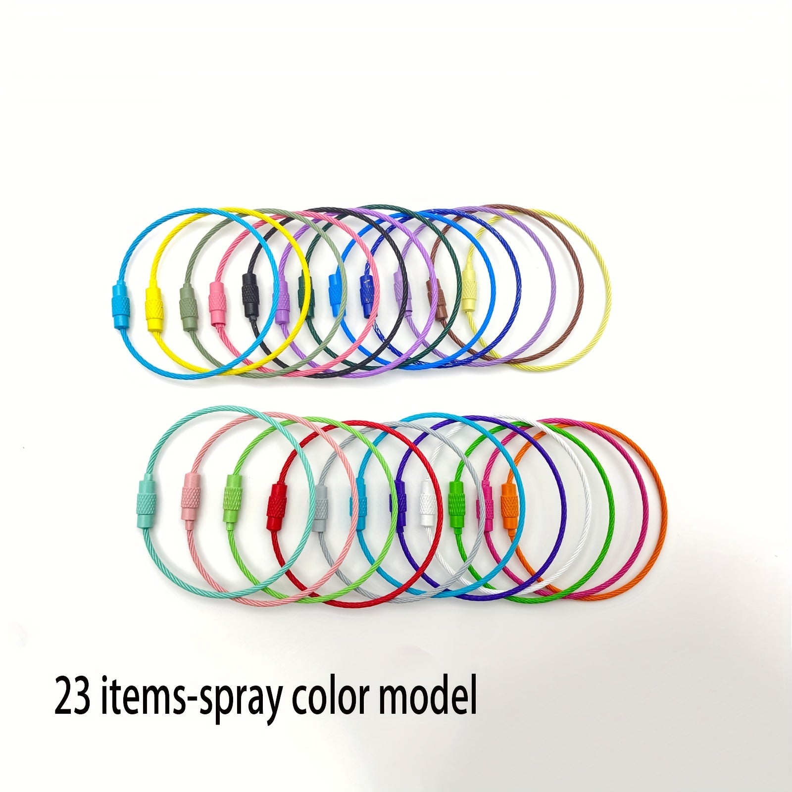 Colorful Stainless Steel Wire Keychains - Set of 23 for Outdoor Camping Travel
