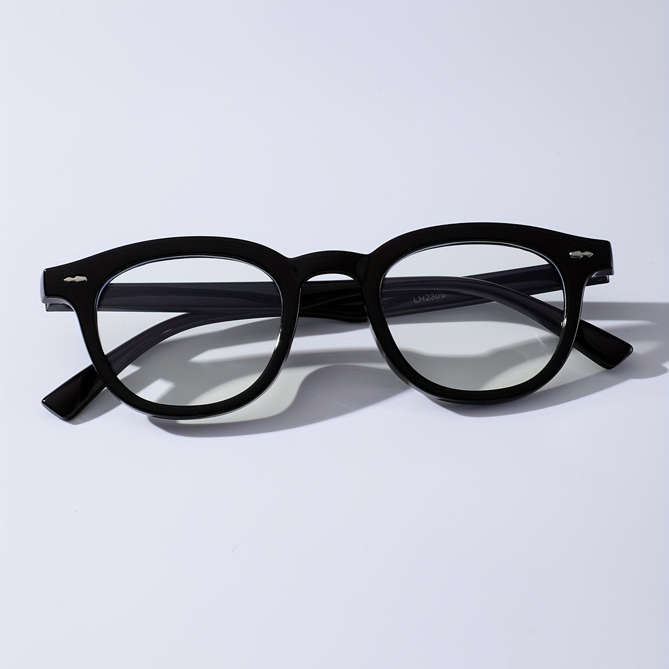 Men's Round Small Frame Flat Preppy Plastic Glasses