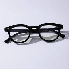 Men's Round Small Frame Flat Preppy Plastic Glasses