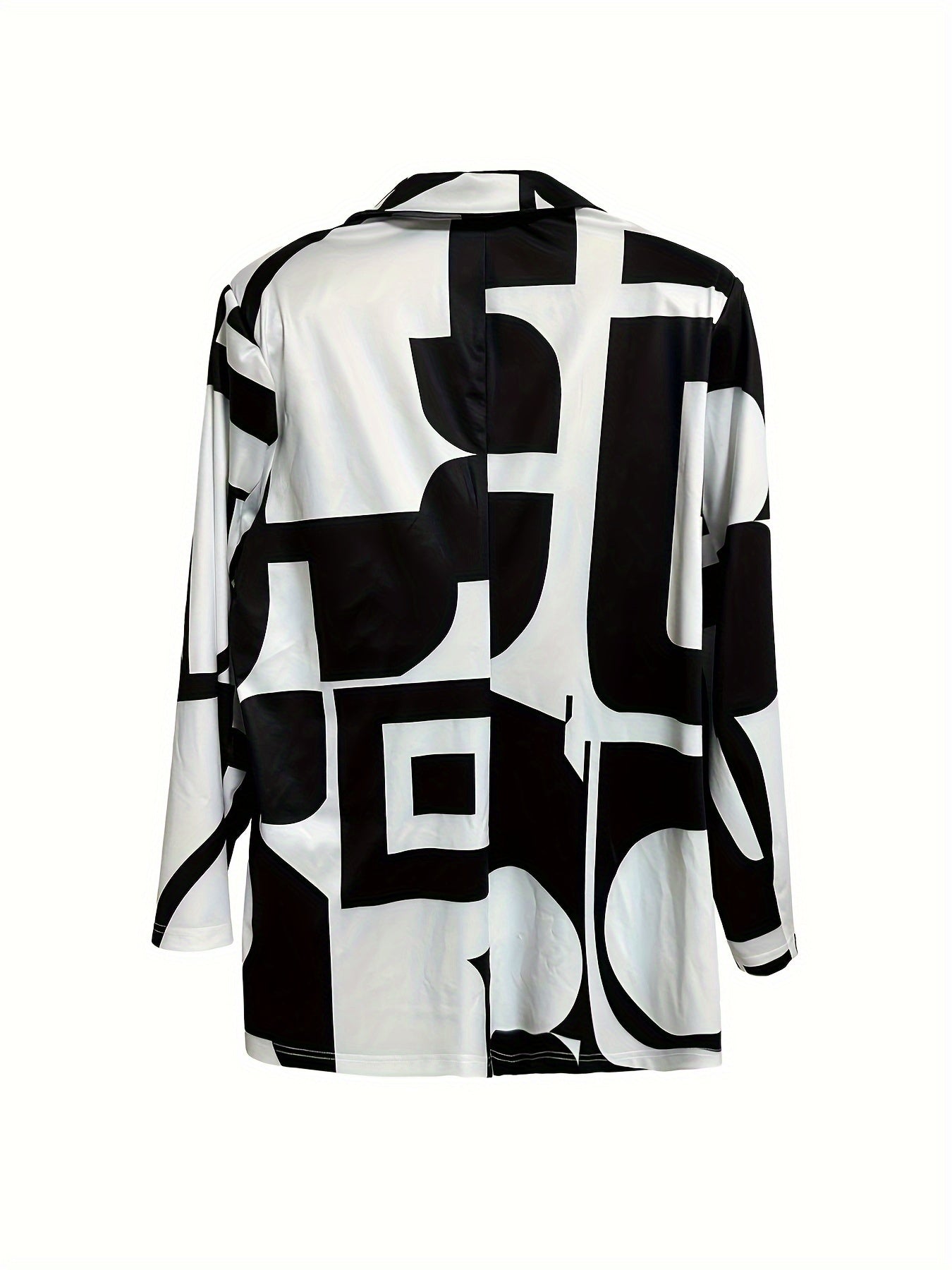 Women's Plus Geo Print Long Sleeve Coat & Pants Set