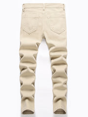 Boys Ripped Jeans Skinny Slim Fit Non stretch Washed Denim Long Pants