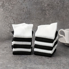 12 Pairs Solid Comfy Breathable All-match Women's Socks Stockings & Hosiery