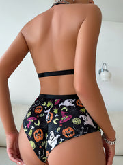 Pumpkin & Skull Print Lingerie Set