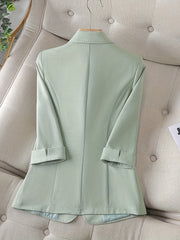 Button Front Blazer Lapel Roll-Up Sleeve Blazer