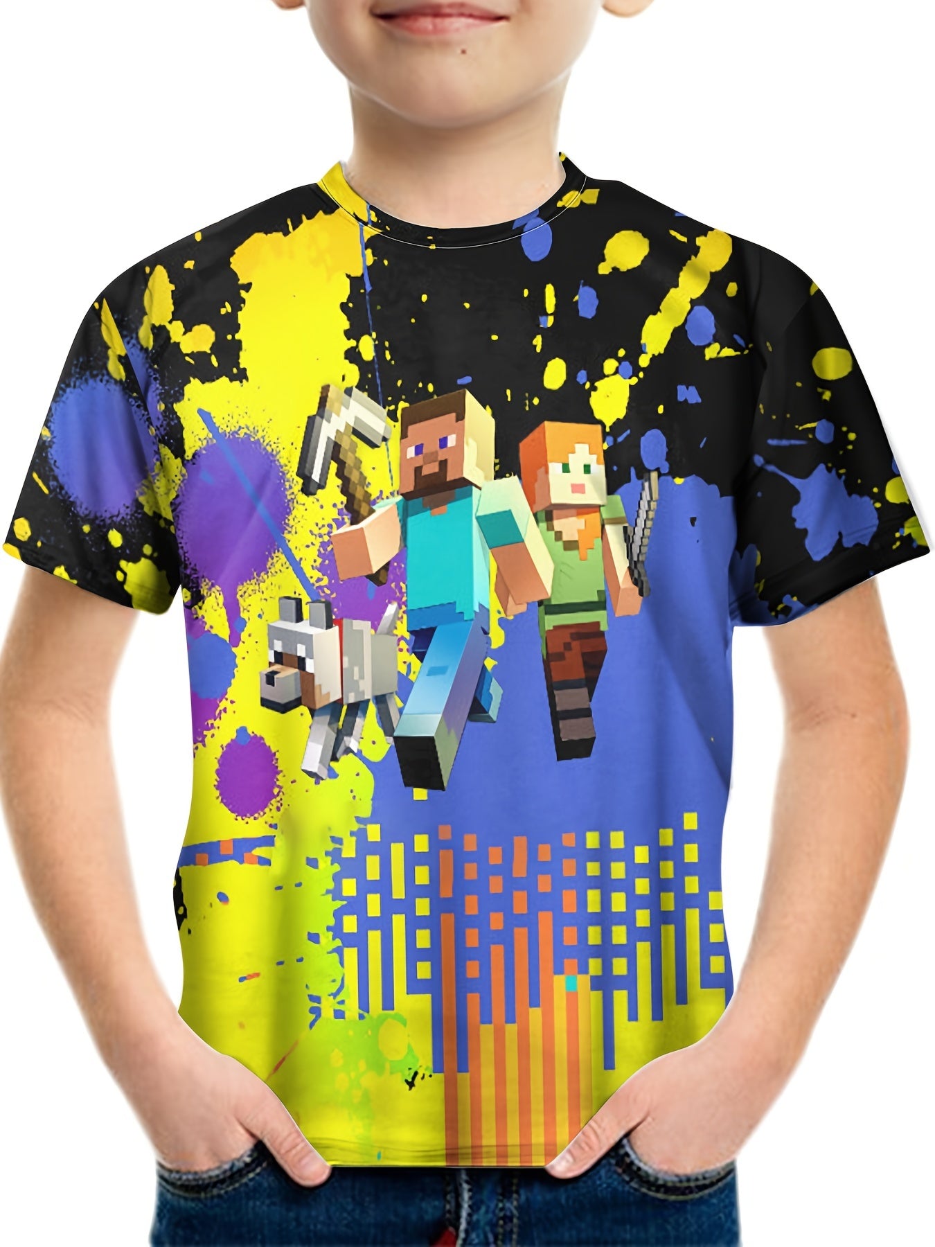 Boy's Cartoon Graphic Tee Casual Breathable Novel T-shirt