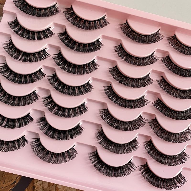 14 Pairs 15mm Short Natural Lash Curl Reusable Fluffy Strip Lashes