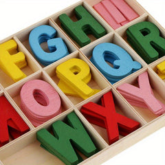 Colorful Wooden Alphabet Letters Set with Storage Tray for Kids