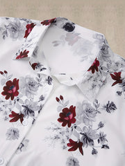Women's Plus Floral Button Up Long Sleeve Blouse
