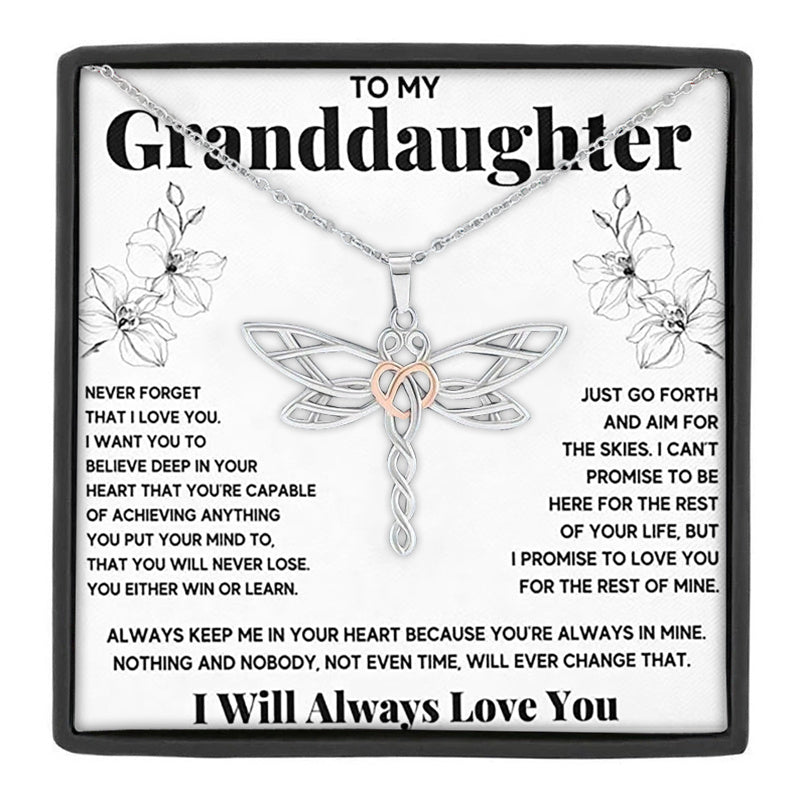 Dragonfly Necklace To My Granddaughter Gift Box Included