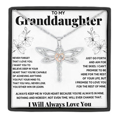 Dragonfly Necklace To My Granddaughter Gift Box Included