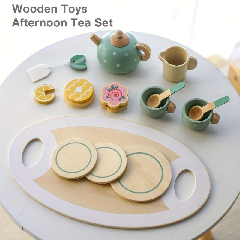Wooden Toys Toy Tea Playset Deluxe Play Pretend Food Set