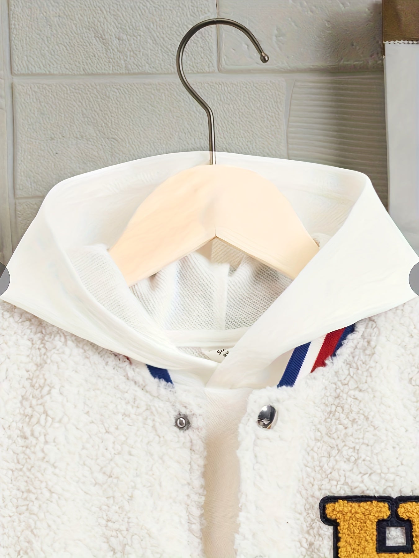Kid's H Patched Varsity Jacket Teddy Fleece Coat