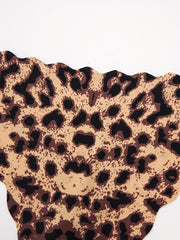 6pcs Leopard Thongs Scallop Trim Seamless & Comfy Stretchy Intimates Panties