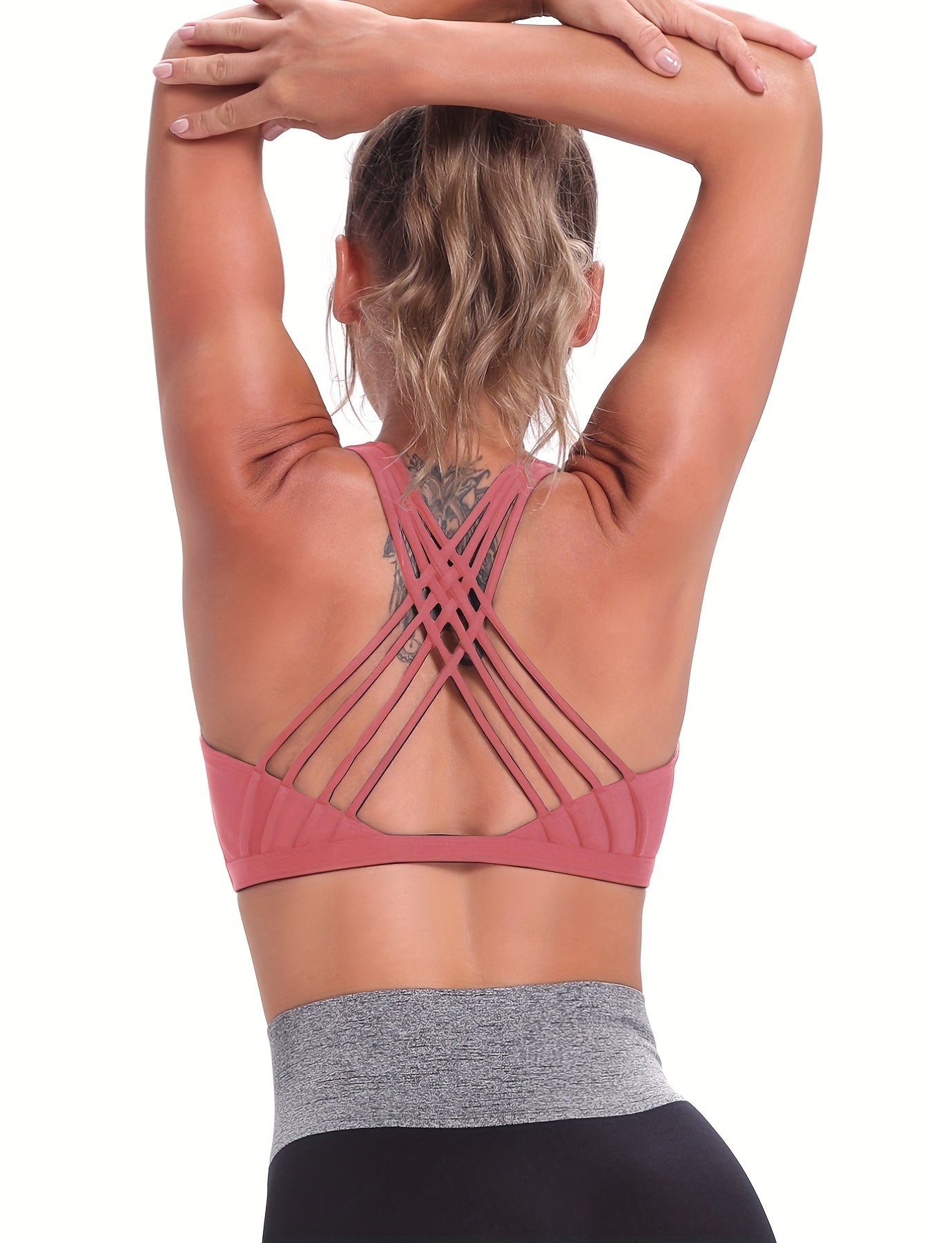 Criss Cross Back Sports Bra Stretch Yoga Workout Lingerie