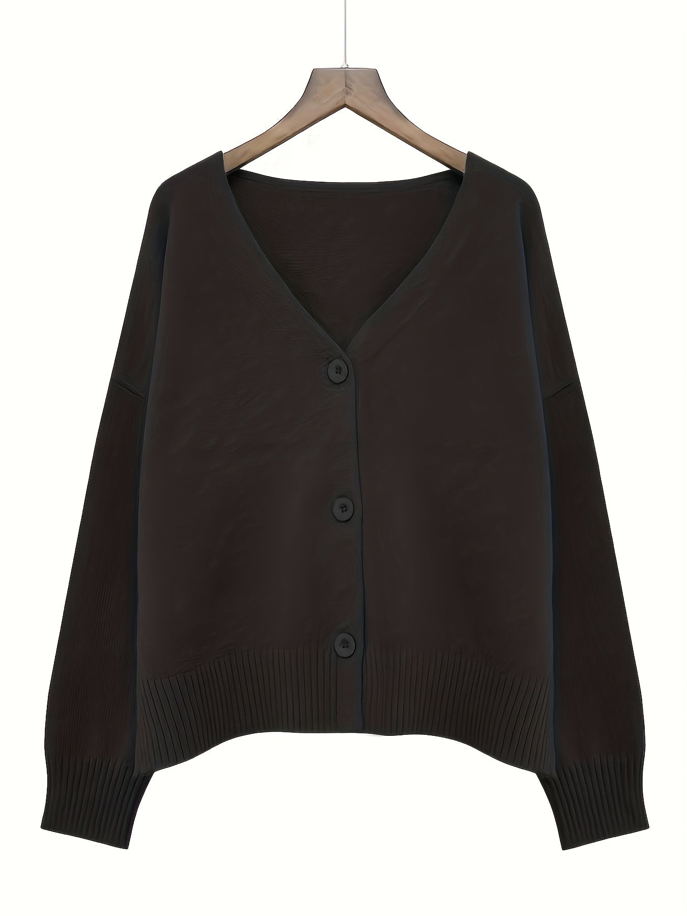 Solid Button Up Cardigan Casual V Neck Long Sleeve Cardigan
