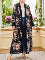 Colorblock Floral Print Maxi Wrap Dress