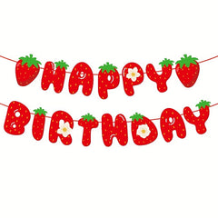 Strawberry Birthday Party Decoration Fruit Supplies Cake Topper Cupcake Toppers