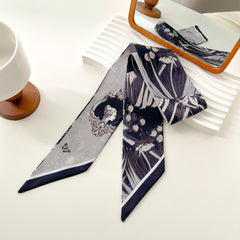 French Style Skinny Scarf Vintage Silky Long Ribbon Neckerchief