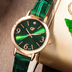 6pc Set Rhinestone Children's Leather Quartz Watch Love Jewelry Set