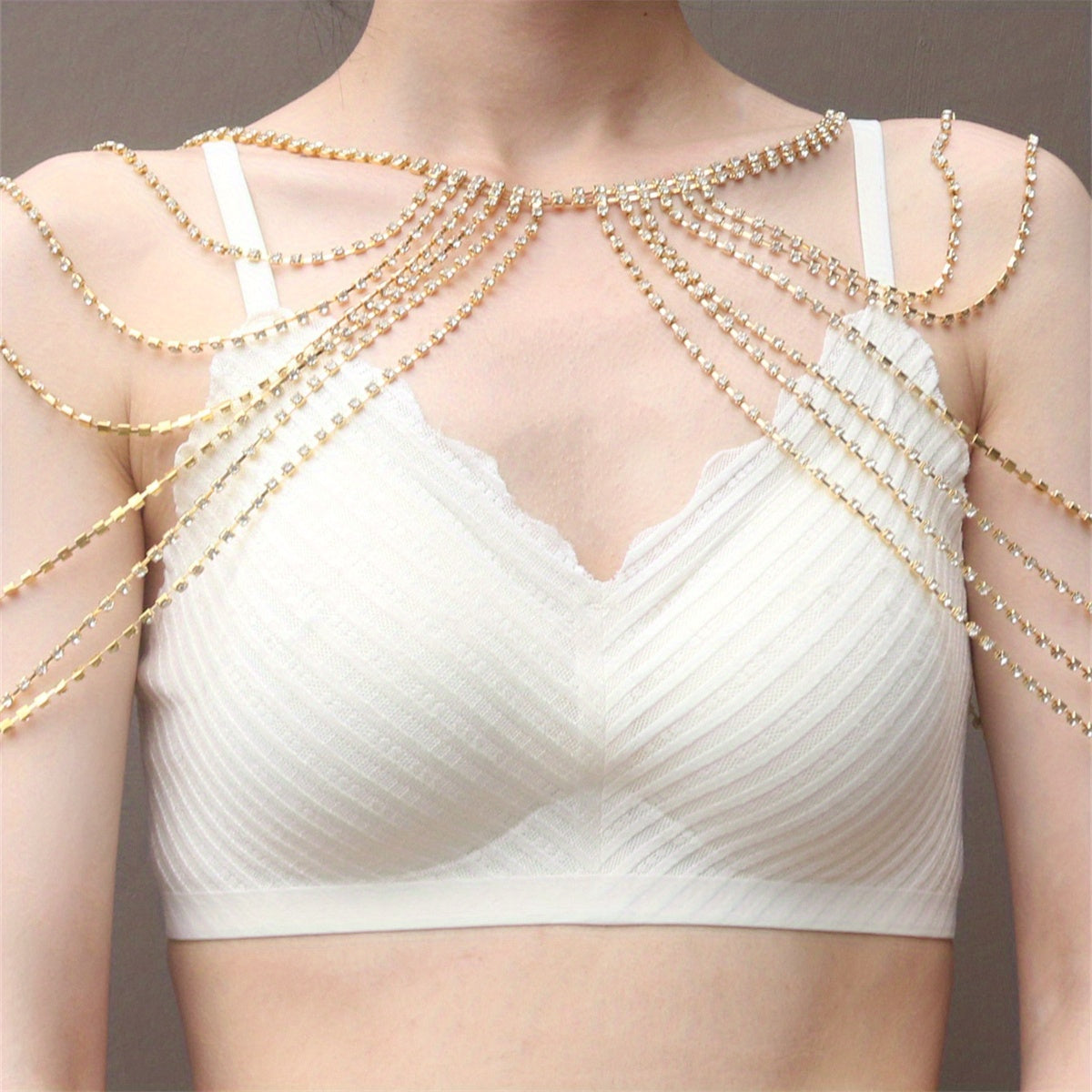 Rhinestone Body Chain Tassel Shoulder Chain for Wedding