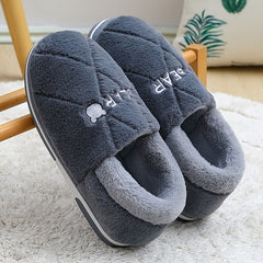 Men's Cartoon Bear Warm Cotton Lining Slippers Fuzzy Comfy Home Shoes