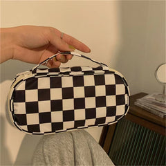 Checkerboard And Plaid Pencil Bag Girls Student Girls Ins Stationery Bag