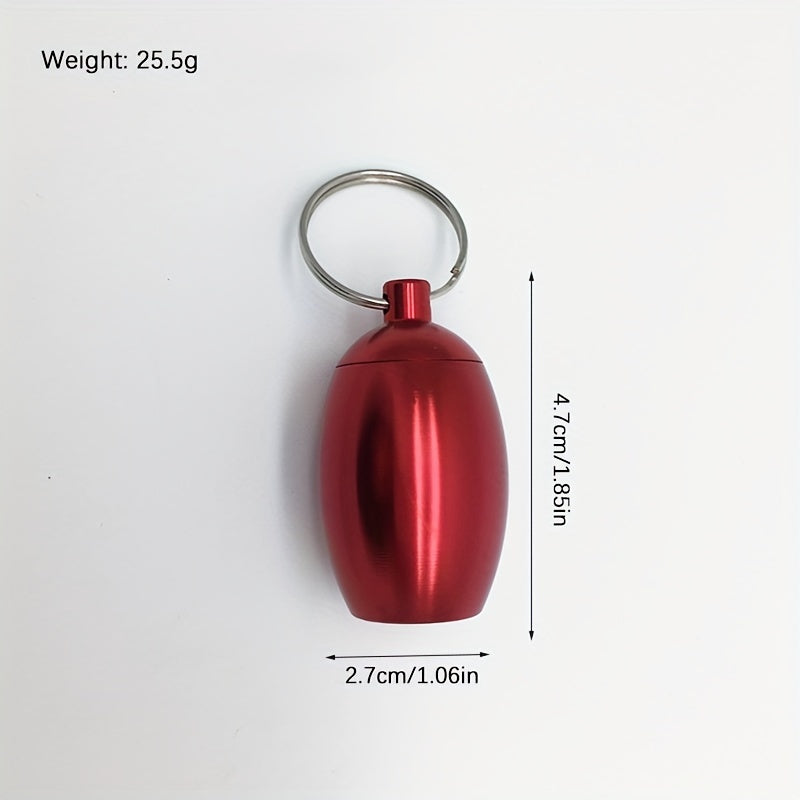 Waterproof Egg Shaped Medicine Bottle Keychain Pendant Storage