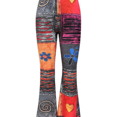 Y2K Graphic Flare Leg Pants for Women