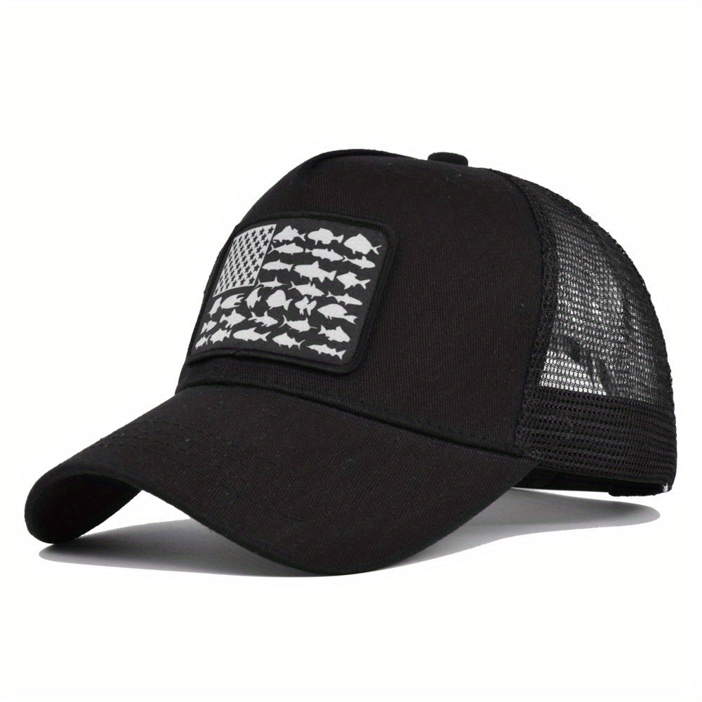 USA Flag Patch Baseball Cap Mesh Trucker Hat Sunscreen Sports Hat