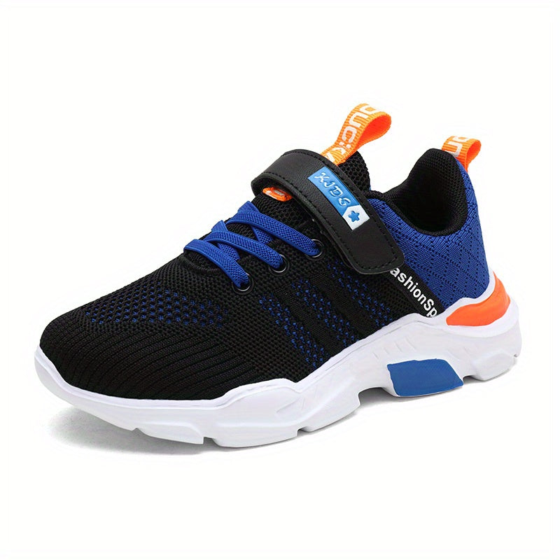 Boys Striped Knit Sneakers with Hook and Loop Fastener