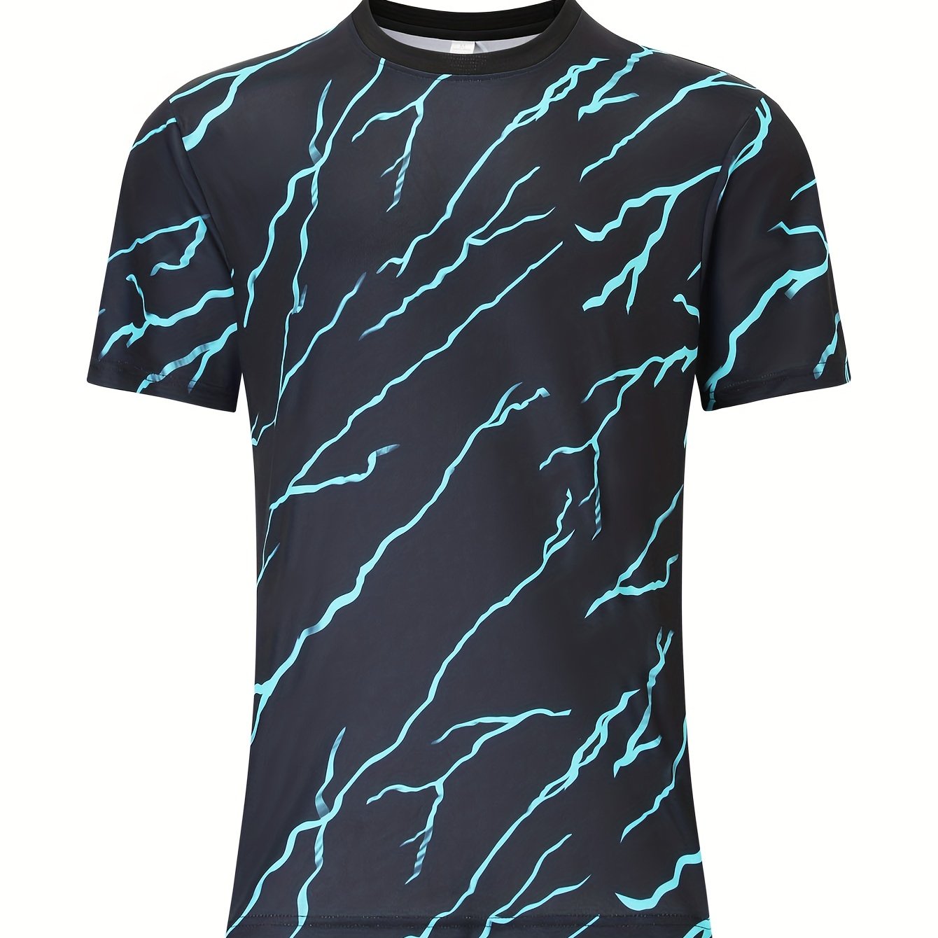 Men's Lightning Pattern Sports T-shirt Round Neck Tee Shirt