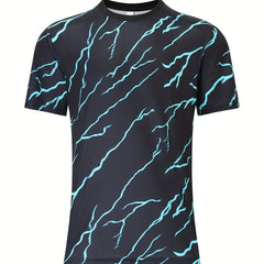 Men's Lightning Pattern Sports T-shirt Round Neck Tee Shirt