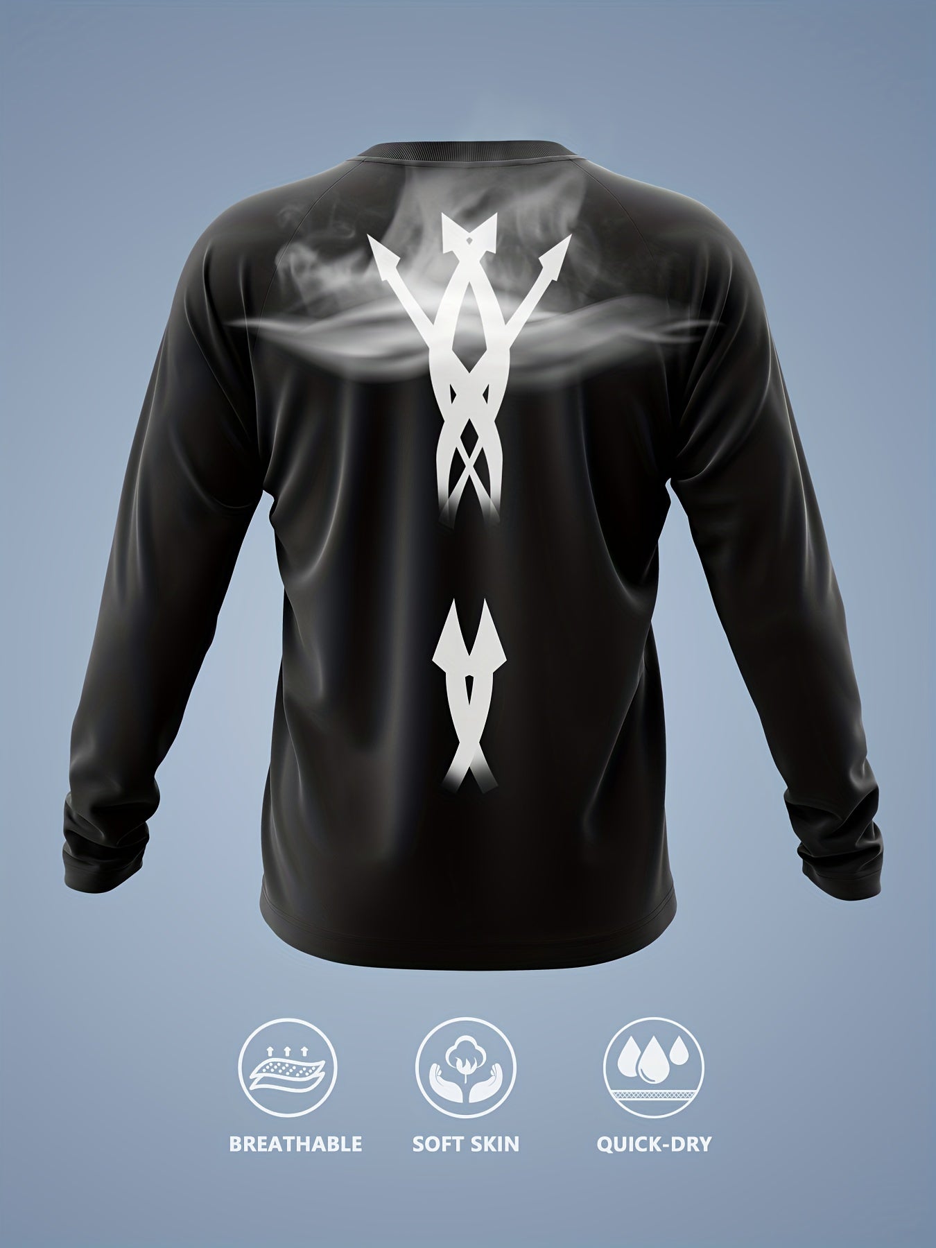 Men's Solid Crew Neck Long Sleeve Tee Top for Outdoor Fitness