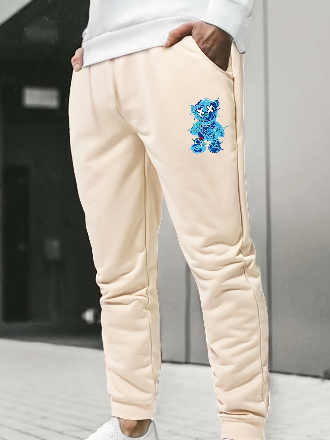 Men's Cartoon Bear Print Casual Sweatpants