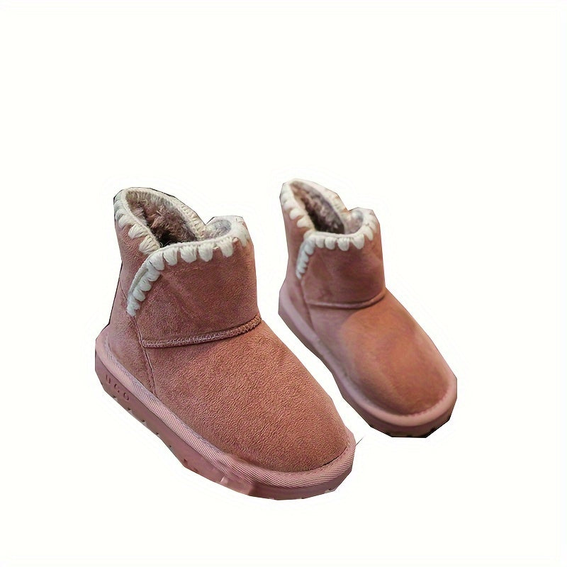 Girl's Warm Snow Boots Cozy Non Slip Ankle Boots Plush Comfy Hiking Shoes