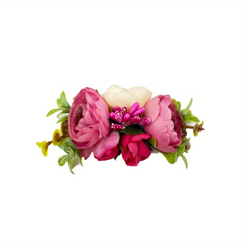 Girls Elastic Headband With Flower - Kids Accessories