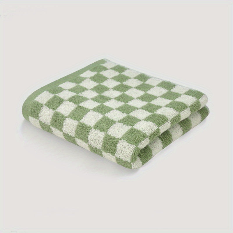 Checkerboard Pattern Cotton Hand Towel Soft Skin-friendly Face Towel