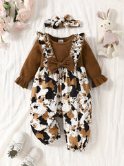 Baby Girls Animal Print Romper with Headband