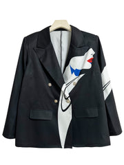 Abstract Face Print Slim Fit Blazer