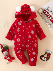 Baby Bowknot Hooded Sweatshirt Romper Zipper Outwear Christmas Gift