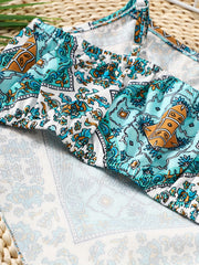 Girls Ethnic Pattern Asymmetric Cami Top & Pants Set for Vacation Outfit