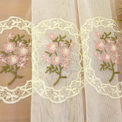 Romantic Pink Lace Sheer Curtains for Bedroom Office Kitchen Living Room