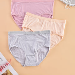 3 Pack Plus Size Panties Set Women's Plus Solid High Waisted Briefs
