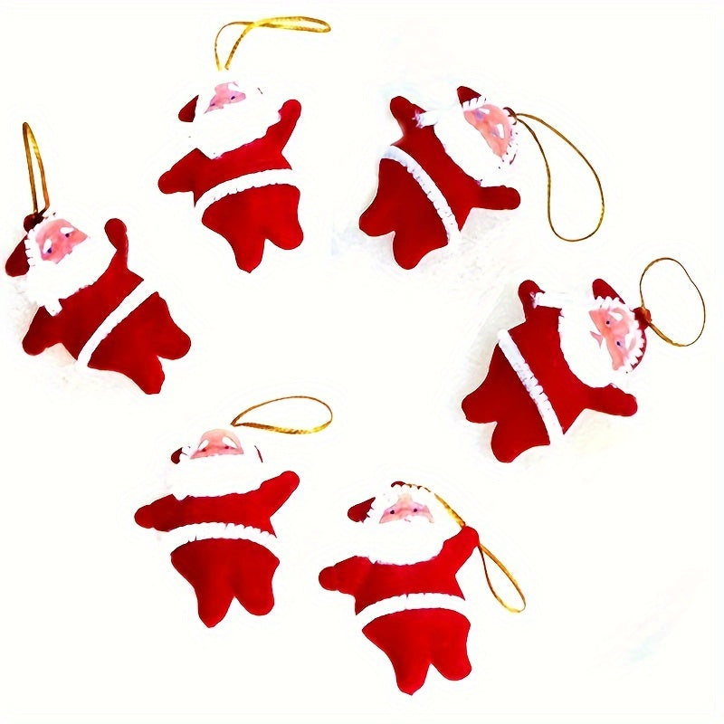 6pcs Mini Old Man Pendant Christmas Tree Decoration Golden Powder Christmas Doll