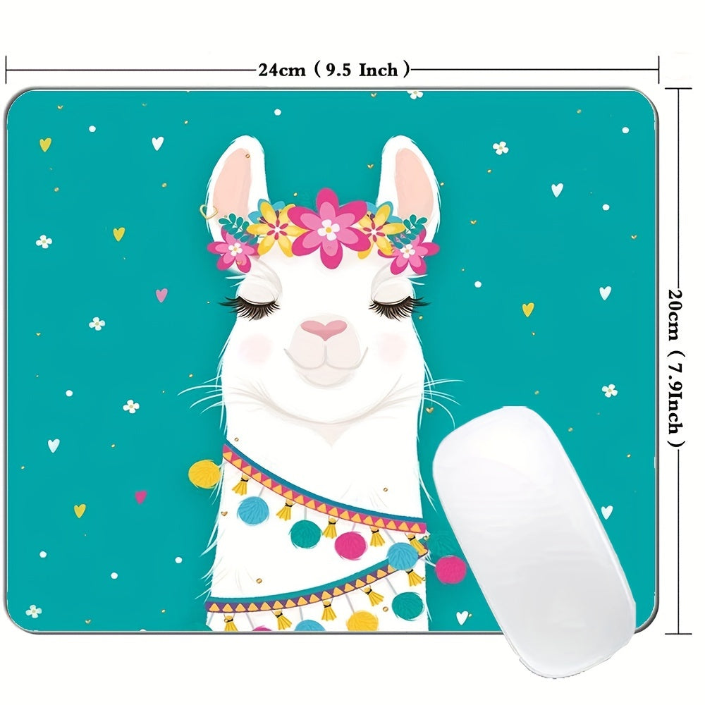 Alpaca Mouse Pad Girly Animal Waterproof Non Slip Rubber Base